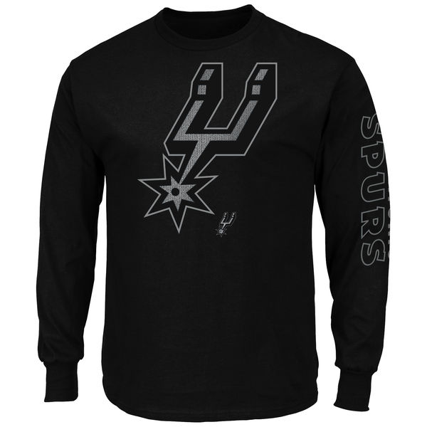 NBA Men San Antonio Spurs Majestic Up and Over Long Sleeve TShirt  Black->nba t-shirts->Sports Accessory